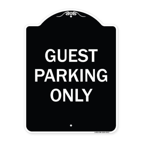Designer Series-Guest Parking Only, Black & White Heavy-Gauge Aluminum, 24" x 18", BW-1824-9972